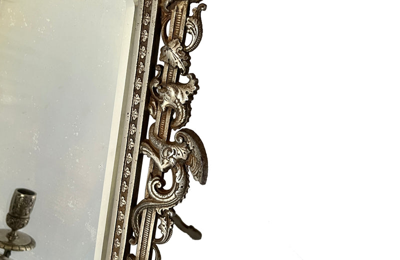 19th century large plated cast iron table mirror in the Baroque style - French Antiques