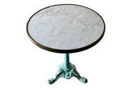 French blue font émaillée gueridon table with marble top in brass surround circa 1900