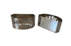 Very stylish Art Deco pair of silver plate napkin rings with cut out Madame and Monsieur lettering and stylised sun motifs.