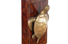 Faux tortoiseshell table lamp with large brass turtle and banding Circa 1970.