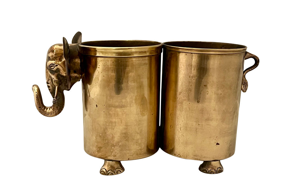 Delightful, quirky brass double bottle holder in the form of an elephant