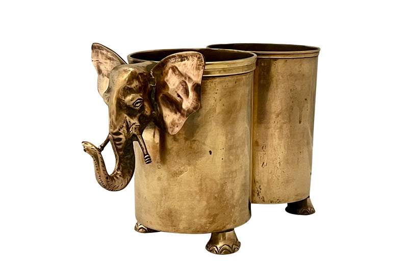 Delightful, quirky brass double bottle holder in the form of an elephant