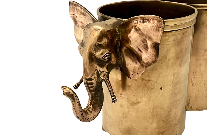 Delightful, quirky brass double bottle holder in the form of an elephant