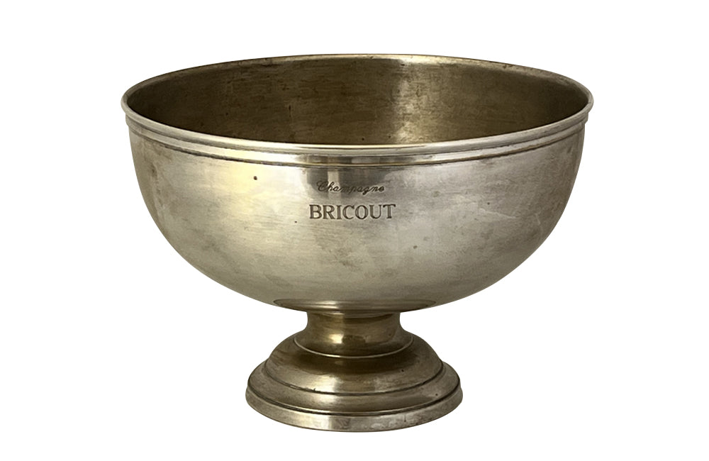   Large mid 20th Century silverplate ice bucket for the champagne house Bricout. 