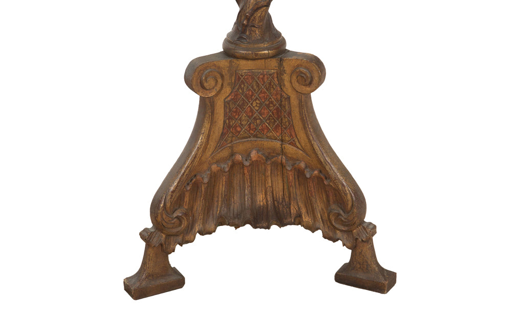 Decorative, carvd wood ecclesiastic Pascal Candle floor lamp. 