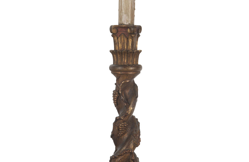 Decorative, carvd wood ecclesiastic Pascal Candle floor lamp. 