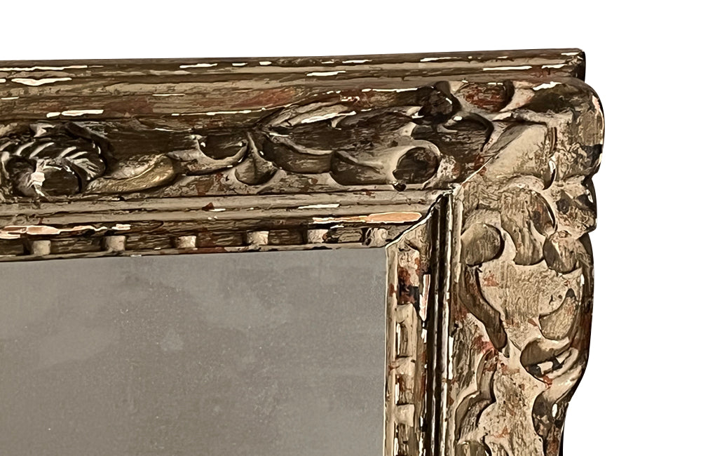 Beautiful French old sparkly mercury mirror glass and Montparnasse frame with original paint and lovely patination