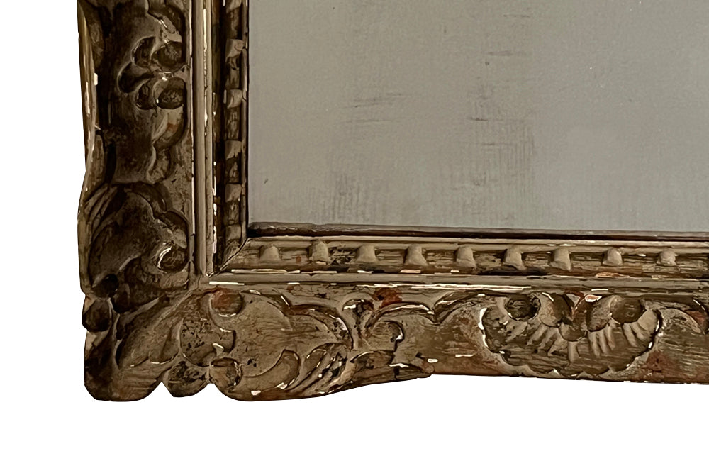 Beautiful French old sparkly mercury mirror glass and Montparnasse frame with original paint and lovely patination