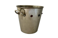 Stylish, 1970's silverplate champagne bucket decorated with six blue, red and green cabochons and two handles