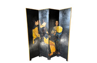 Beautiful, four panelled, il on wood folding screen after Chen Yifei. 