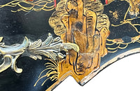 An elegant serpentine shaped, black lacquered 2 drawer commode with beautifully shaped Sienna Brocatelle marble top in the manner of Maison Jansen