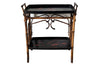 Late 19th century bamboo and lacquer side table with two integrated recessed tray shelves.