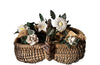 COLLECTION OF 29 CERAMIC FLOWERS IN A HARVEST BASKET