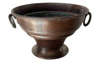 Antique wine cooler or champagne vasque in copper and brass. French antiques. 