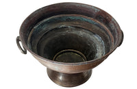 Antique wine cooler or champagne vasque in copper and brass. French antiques. 