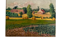 Colourful 20th Century French oil on canvas landscape painting of a countryside.