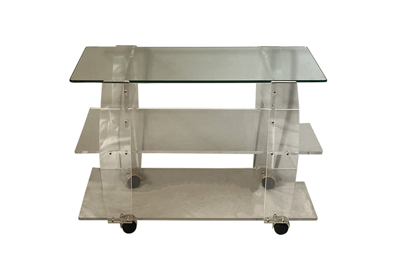 LUCITE & GLASS TROLLEY BY DAVID LANGE