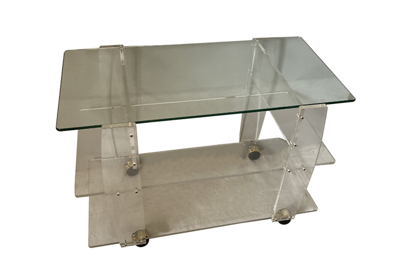 LUCITE & GLASS TROLLEY BY DAVID LANGE