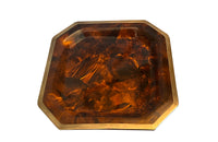 20th Century octagonal faux tortoiseshell lucite tray with brass rim attributed to Dior Home