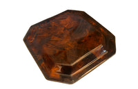 20th Century octagonal faux tortoiseshell lucite tray with brass rim attributed to Dior Home