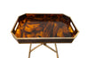 Faux tortoiseshell lucite cocktail tray with raised gallery and brass rim. Attributed to Maison Mercier, Paris.