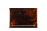 Large mid century rectangular faux tortoiseshell lucite tray with brass rim attributed to Dior Home