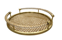 Mid-Century French Round Christian Dior Cane and Lucite Tray