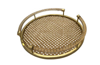 Mid-Century French Round Christian Dior Cane and Lucite Tray