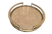 Mid-Century French Round Christian Dior Cane and Lucite Tray