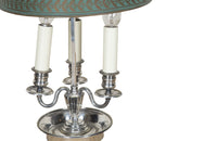 Elegant mid-20th Century French silver-plated bouillotte table lamp.