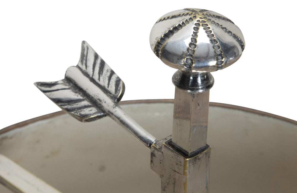 Elegant mid-20th Century French silver-plated bouillotte table lamp.