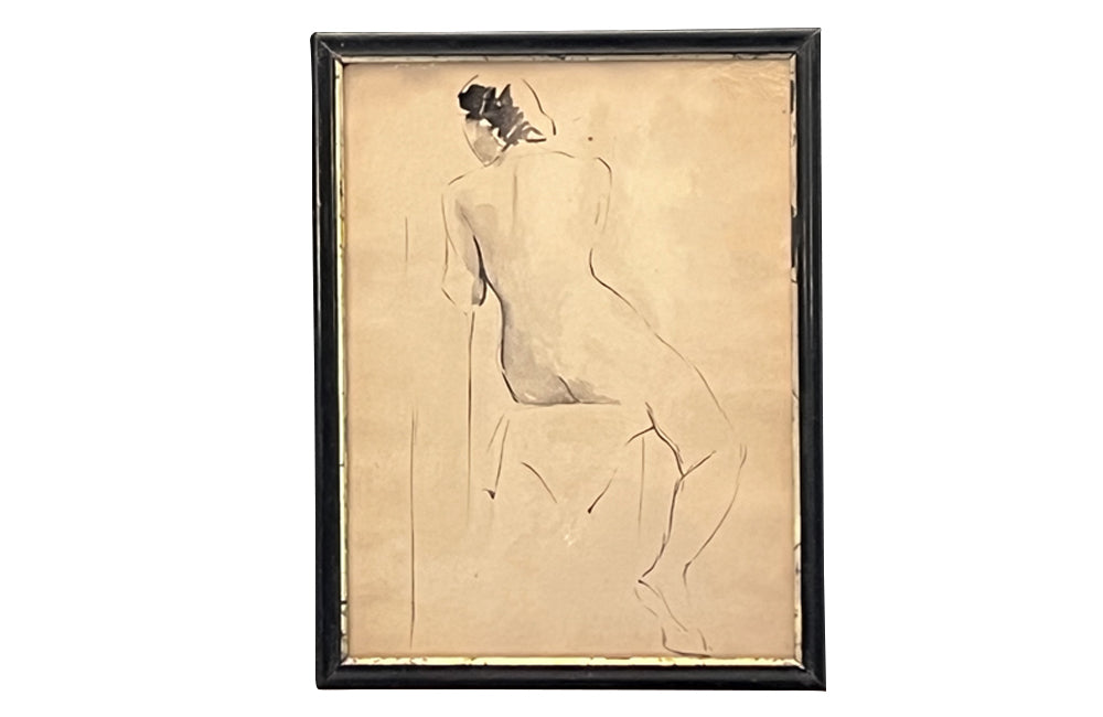 FRAMED DRAWING OF A FEMALE NUDE