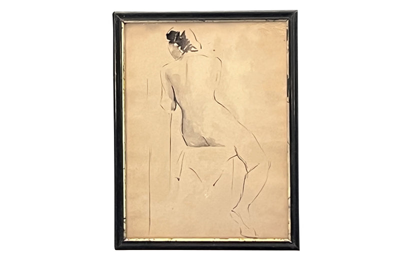 FRAMED DRAWING OF A FEMALE NUDE