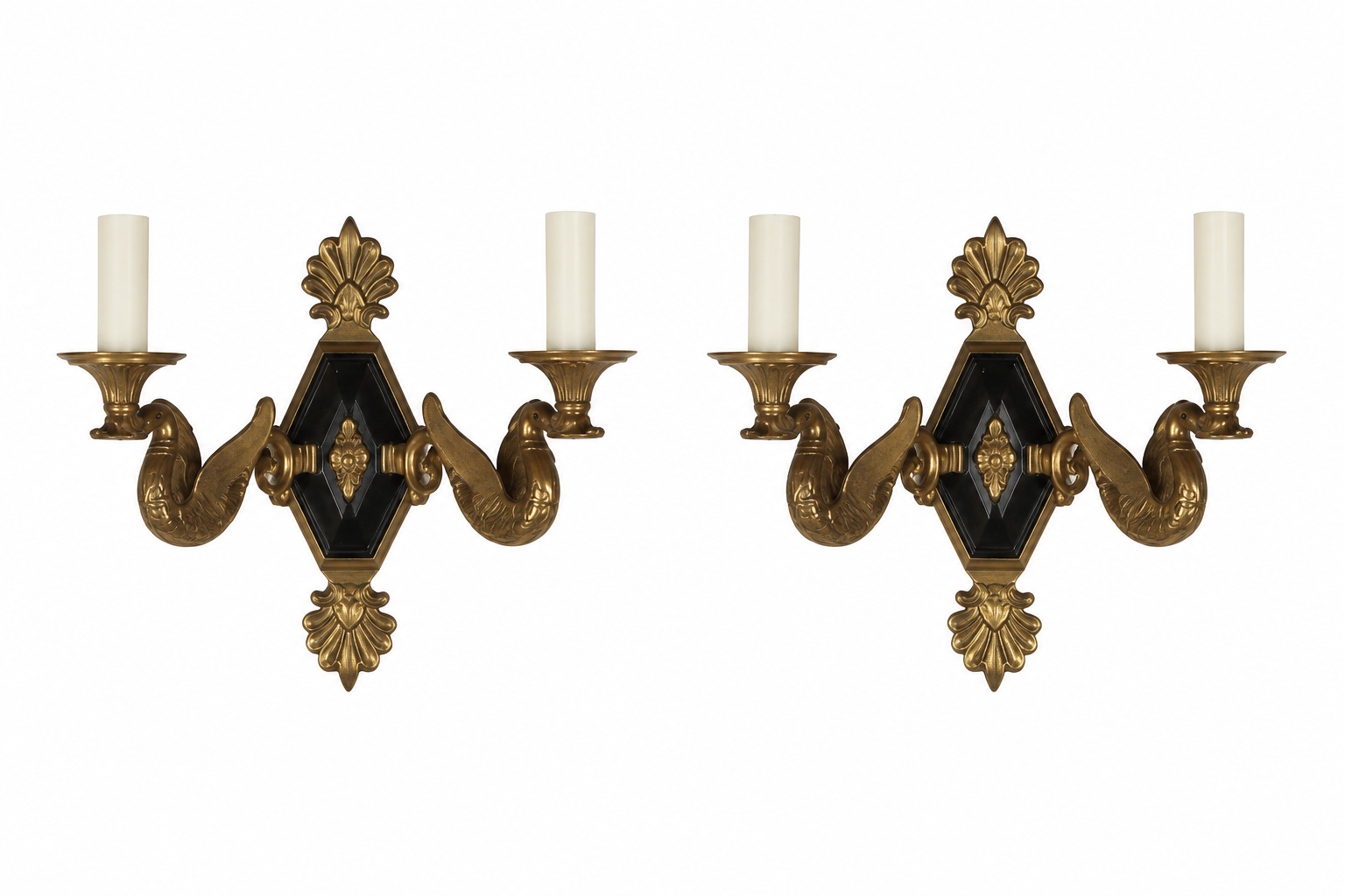 PAIR OF FRENCH EMPIRE REVIVAL WALL LIGHTS