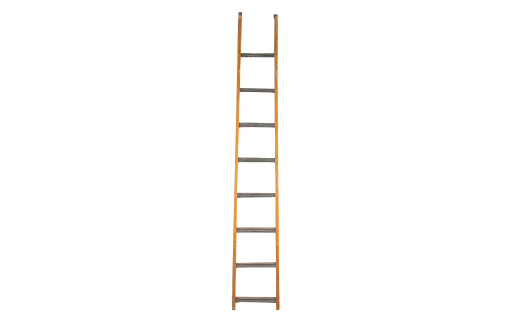 Early 20th Century French Library Ladder With Iron Hooks