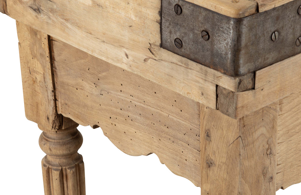 Substantial French butcher's block (billot de boucher) dating from the early 20th Century.