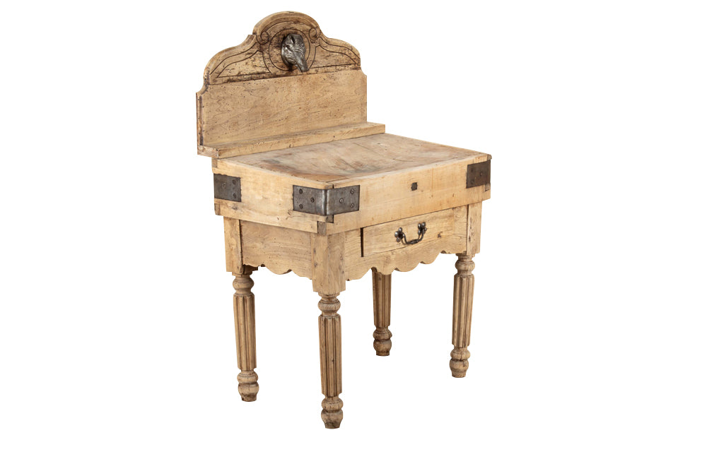 Substantial French butcher's block (billot de boucher) dating from the early 20th Century.