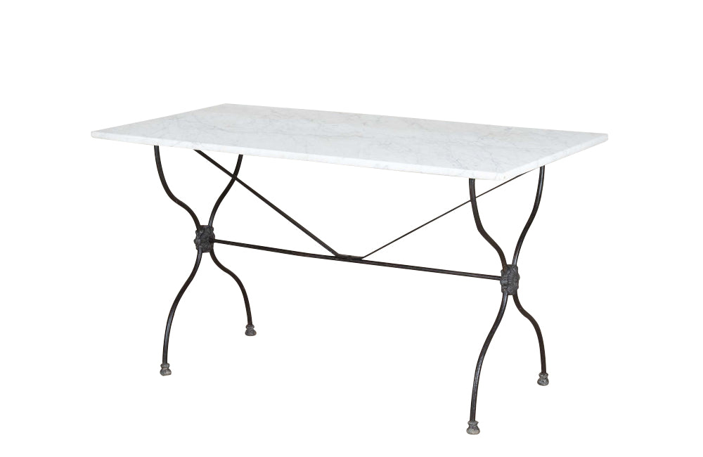 Elegant and long early 20th Century French iron base bistro table. 
