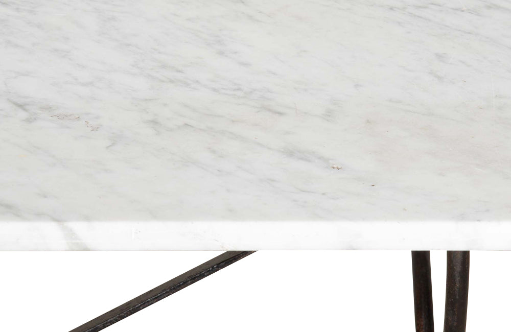 Elegant and long early 20th Century French iron base bistro table. 