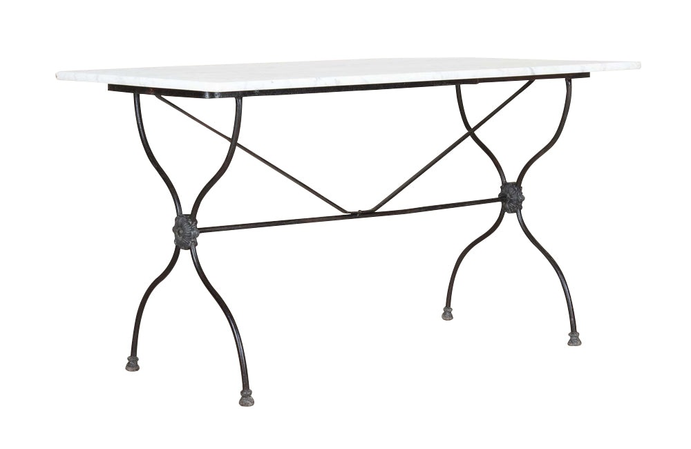 Elegant and long early 20th Century French iron base bistro table. 