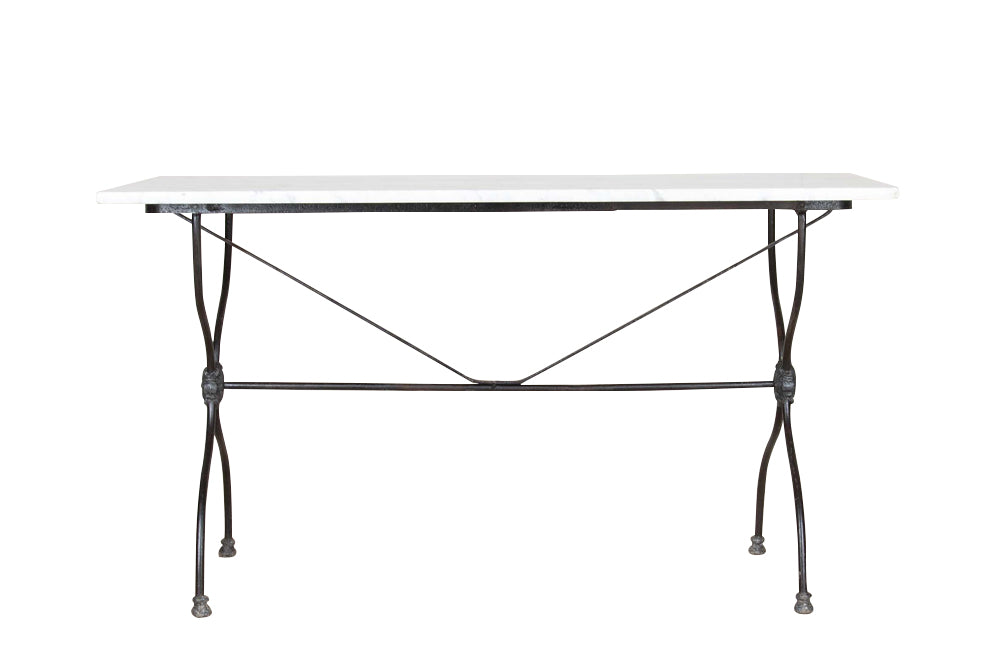 Elegant and long early 20th Century French iron base bistro table. 
