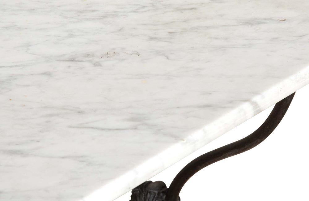 Elegant and long early 20th Century French iron base bistro table. 