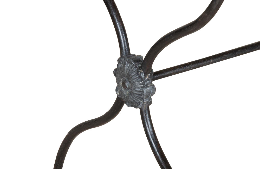 Elegant and long early 20th Century French iron base bistro table. 