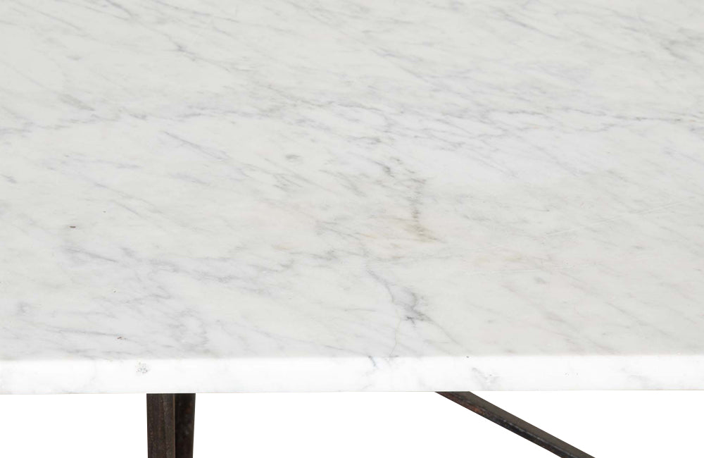 Elegant and long early 20th Century French iron base bistro table. 