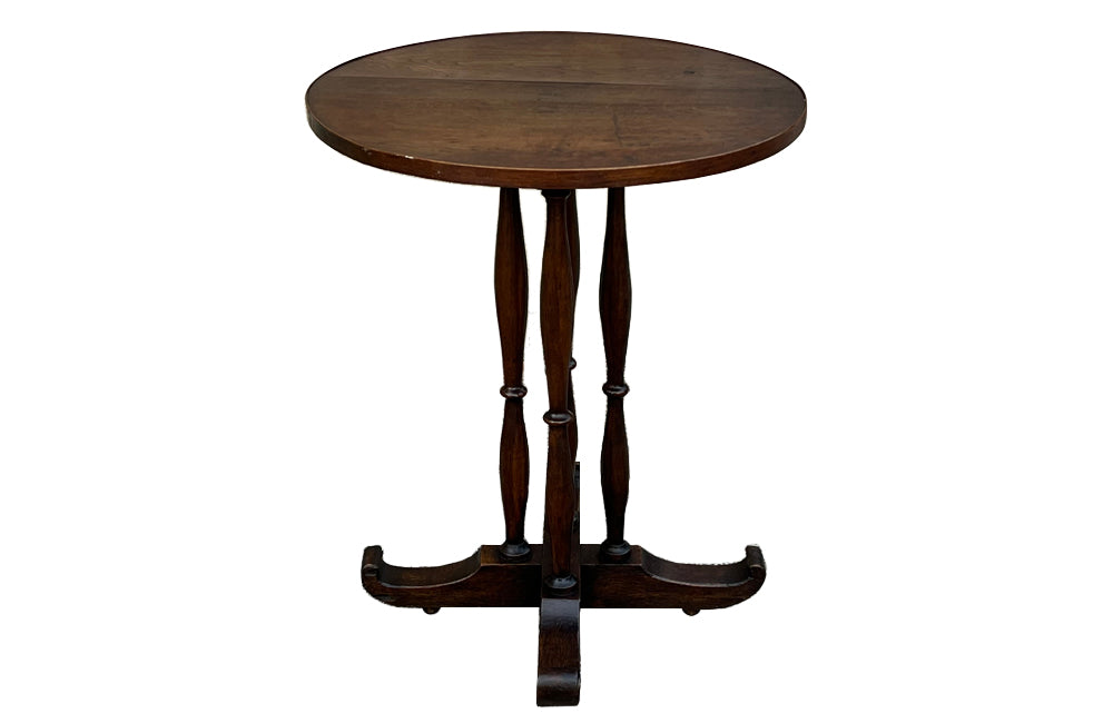 Unusual early 20th Century French oak round gueridon table.