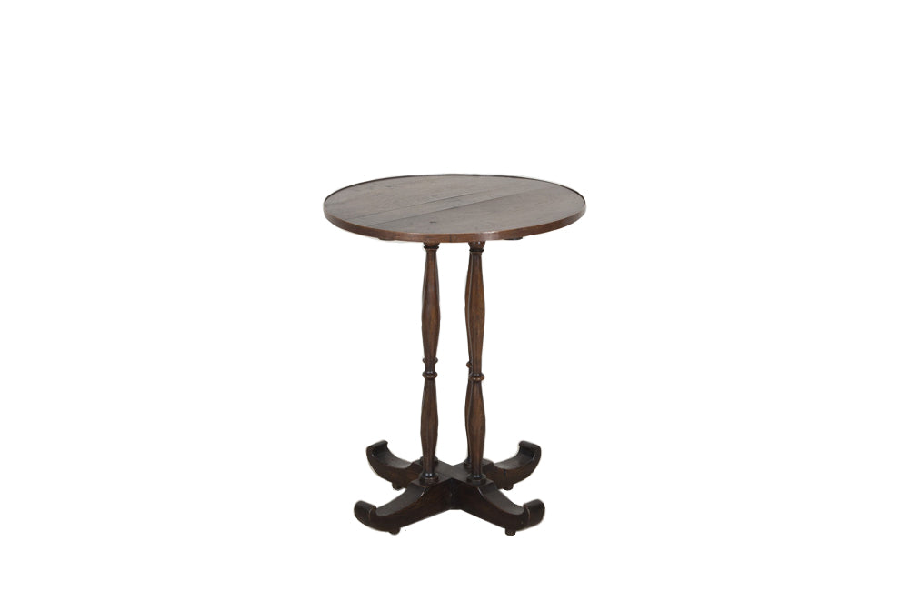 Unusual early 20th Century French oak round gueridon table.