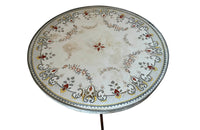 Rare 1920s French enamel top gueridon or tripod table with wrought iron base