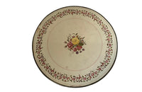 Rare, French enamel top gueridon
table with painted iron tripod base joined with central floral medaillion and
pretty enamelled top with floral motifs