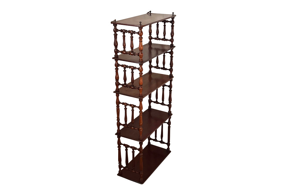 French mahogany etagere shelves with five tiers.