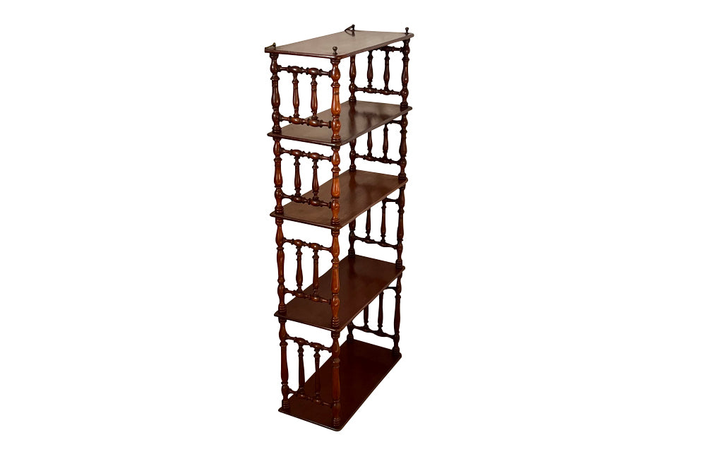 French mahogany etagere shelves with five tiers.